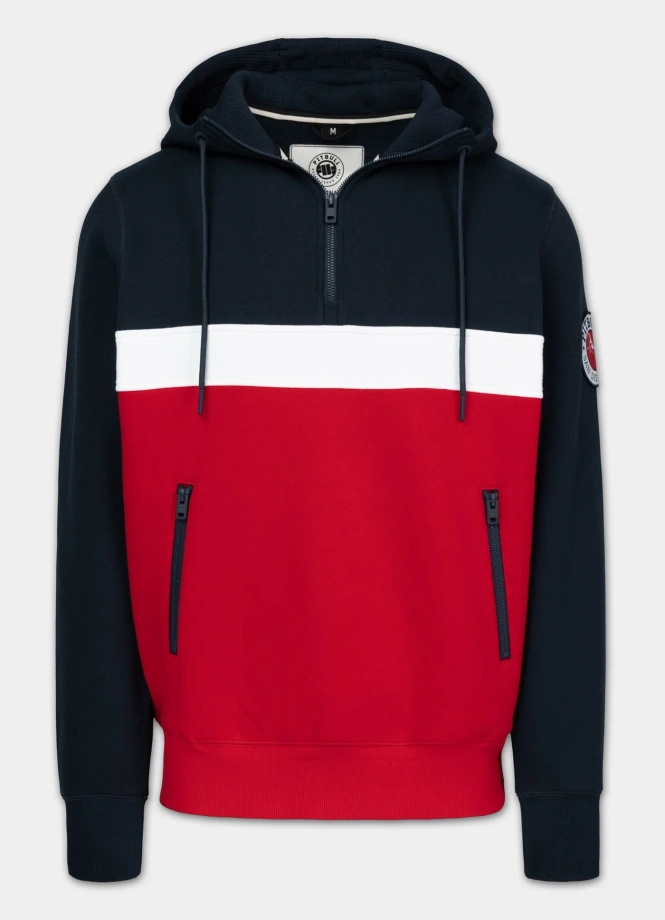 Bluza męska z kapturem Pit Bull Gibson granatowo/czerwona