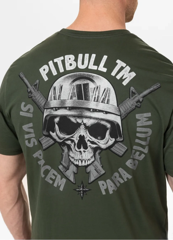Koszulka męska T-Shirt Pit Bull Pitbull Parabellum ciemno zielona