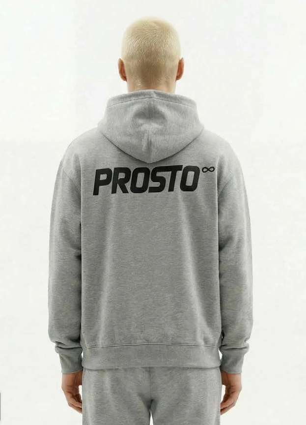 Bluza męska z kapturem half-zip Prosto Big Log Infinity szara