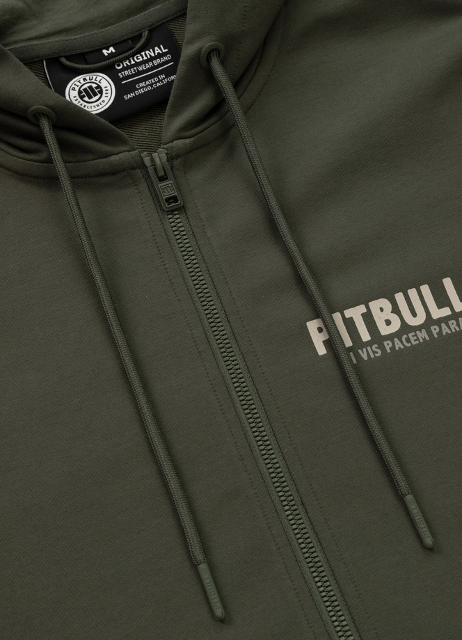 Bluza męska z kapturem Pitbull Pit Bull Para Bellum ZIP zielona