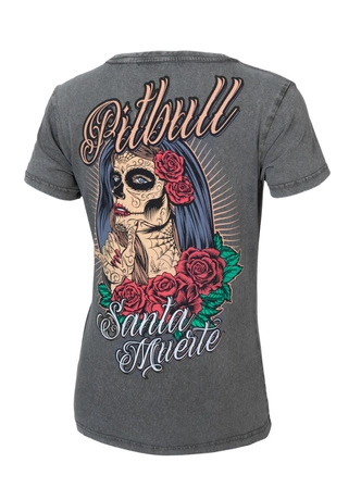 Koszulka damska T-shirt Pit Bull Denim Washed Santa Muerte szara