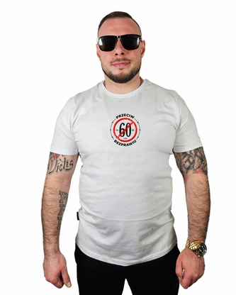 Koszulka męska T-shirt Ciemna Strefa STOP 60 Statystyka biała