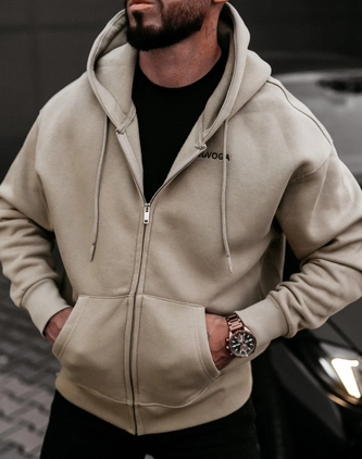 Bluza męska rozpinana z kapturem Olavoga Evlo beżowa