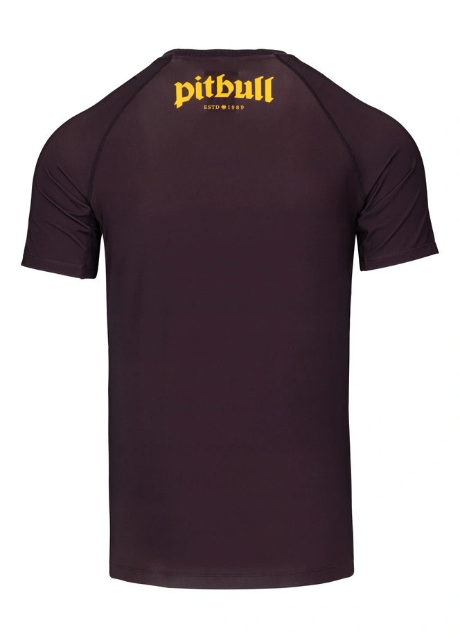 Koszulka męska rashguard Pitbull Logo Palms brązowa