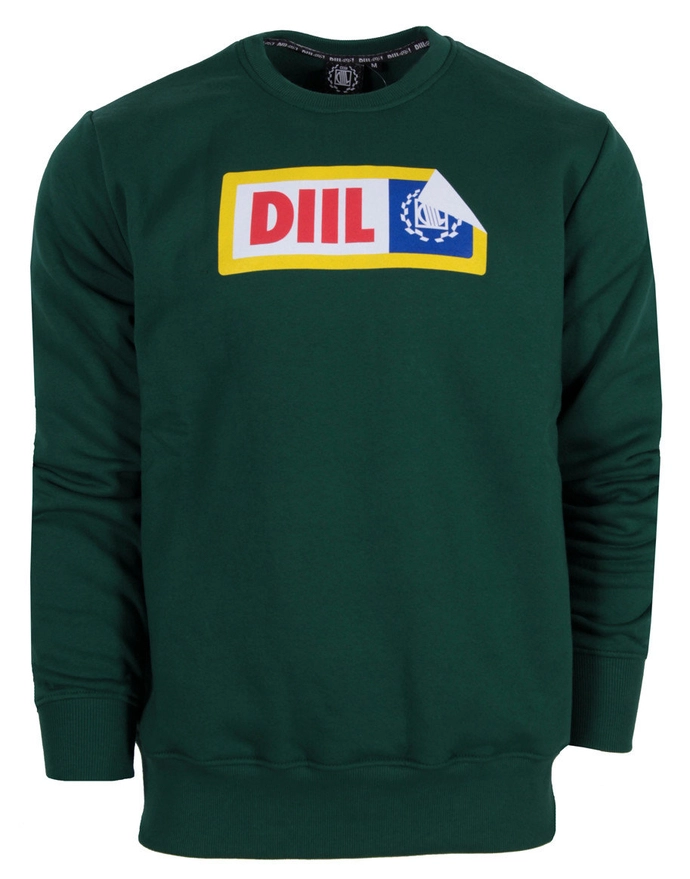 Bluza męska klasyczna DIIL Sticker crewneck zielona