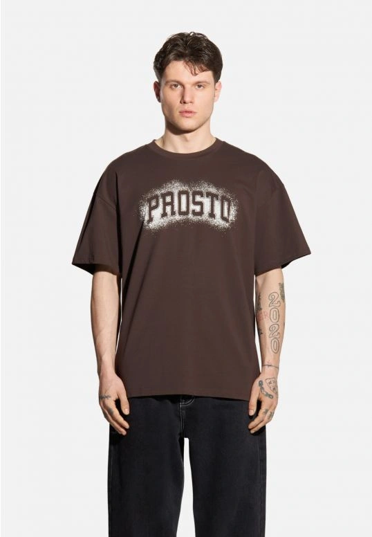 Koszulka męska t-shirt oversize Prosto Jung brązowa