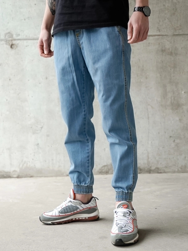 Spodnie męskie jogger jeans Środowisko Miejskie Laur jasne niebieskie