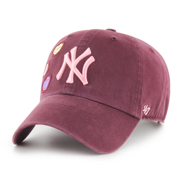 Czapka z daszkiem 47 Brand New York Yankees Candy Heart Clean Up bordowa