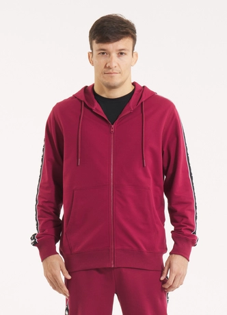 Bluza męska z kapturem Pitbull Pit Bull Tape Nugget ZIP bordowa