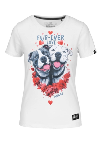 Koszulka damska T-shirt Pit Bull Fur-Ever Love biała