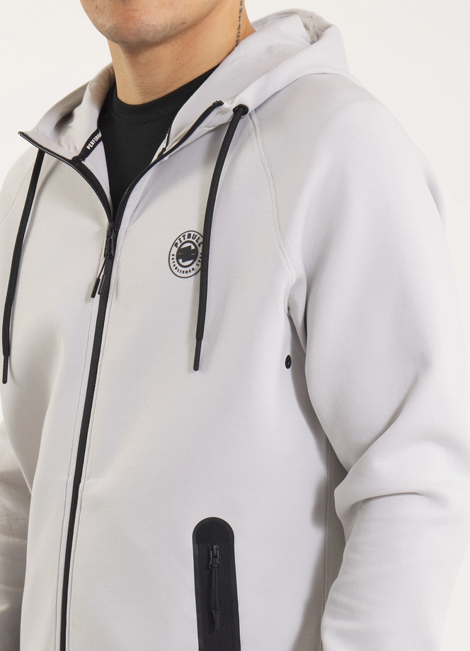 Bluza męska z kapturem Pitbull Pit Bull Dogwood ZIP złamana biel