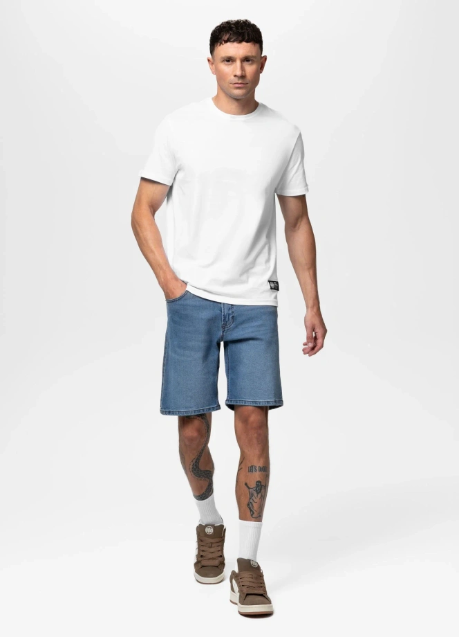 Spodenki szorty jeans męskie Pitbull Classic Wash Hornblend niebieskie