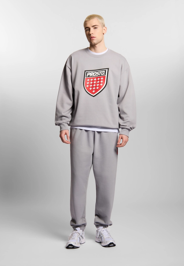 Bluza męska oversize Prosto Big Shield crewneck szara