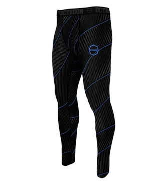 Legginsy kompresyjne męskie Octagon Voyager czarne/niebieskie