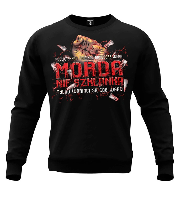 Bluza męska bez kaptura Public Enemy Morda nie szklanka crewneck czarna