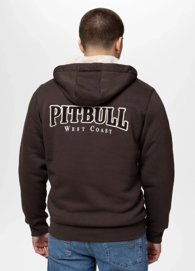 Bluza męska rozpinana z kapturem Pit Bull Ruffin Detroit brązowa