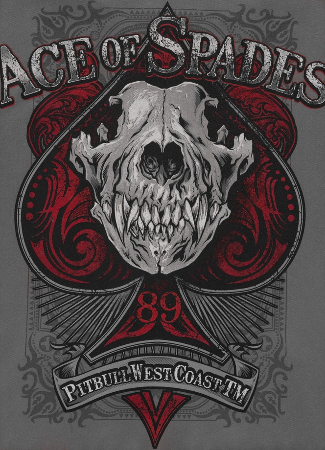 Bluza męska z kapturem Pitbull Pit Bull Ace Of Spades ZIP Washed szara
