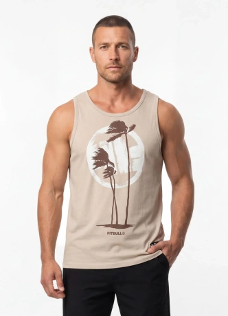 Koszulka męska tank top Pitbull Palms beżowa