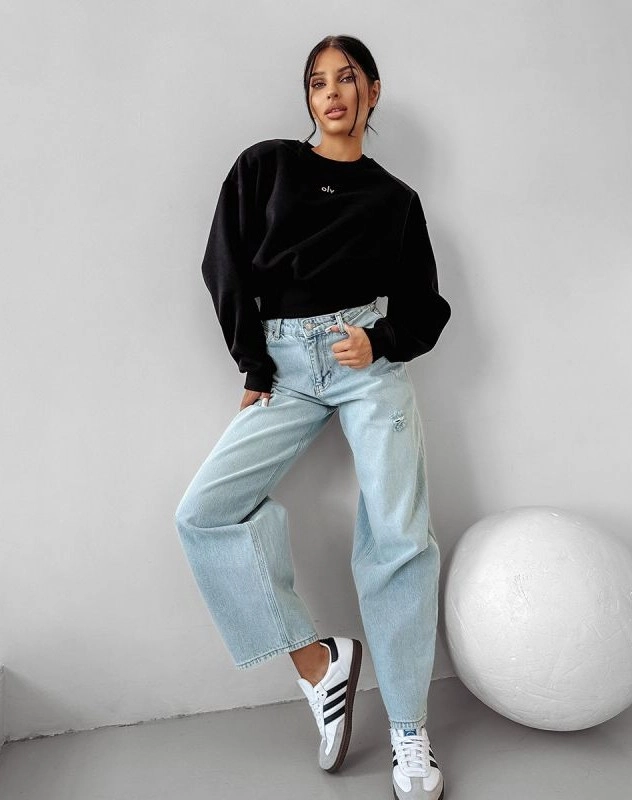 Spodnie damskie jeans baggy Olavoga Looma niebieskie