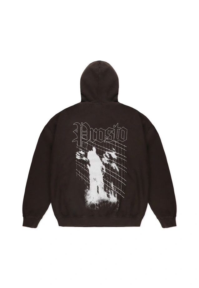 Bluza męska z kapturem oversize Prosto Shadow sprany czarny