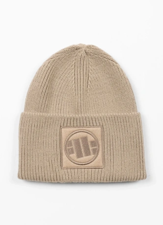 Czapka zimowa Pit Bull Beanie Logo beżowa