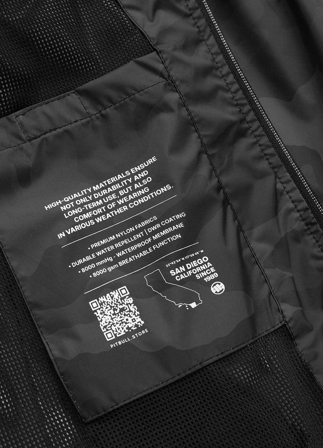 Kurtka męska wiosenna przejściowa Pit Bull Athletic Logo wiatrówka czarna camo