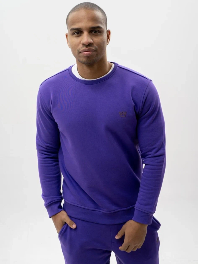 Bluza męska bez kaptura Jigga Wear Simple Crown fioletowa
