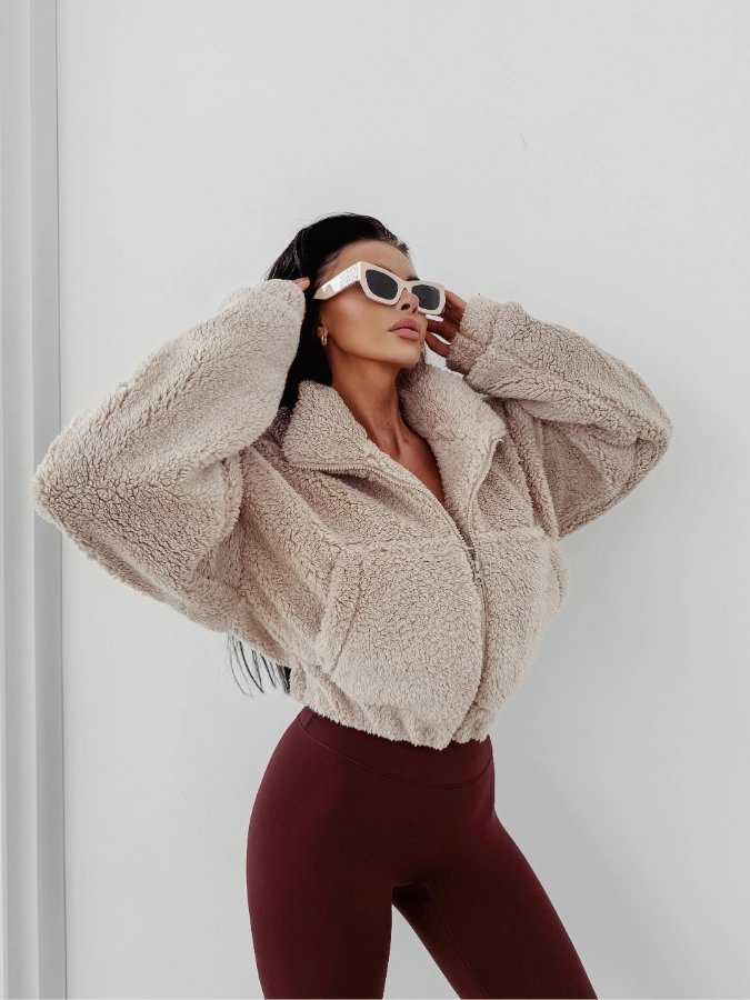 Bluza damska rozpinana Olavoga Tedi beżowa