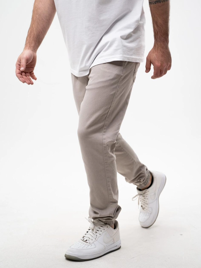 Spodnie Materiałowe męskie Jogger Jigga Wear Crown British Sand popielate