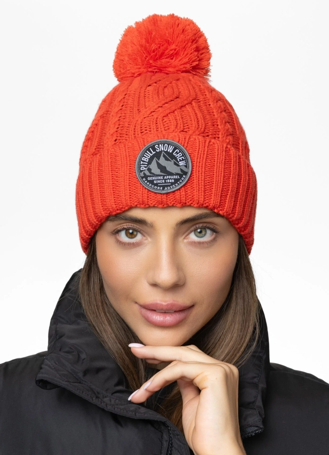 Czapka zimowa z pomponem Pit Bull Beanie Bubble Snow Crew 25 czerwona