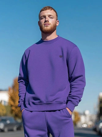 Bluza męska bez kaptura Jigga Wear Simple Crown fioletowa