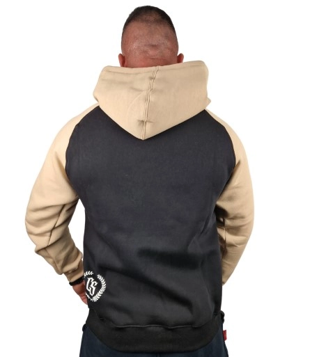 Bluza męska z kapturem Ciemna Strefa CS Laur Reglan czarno/beżowa