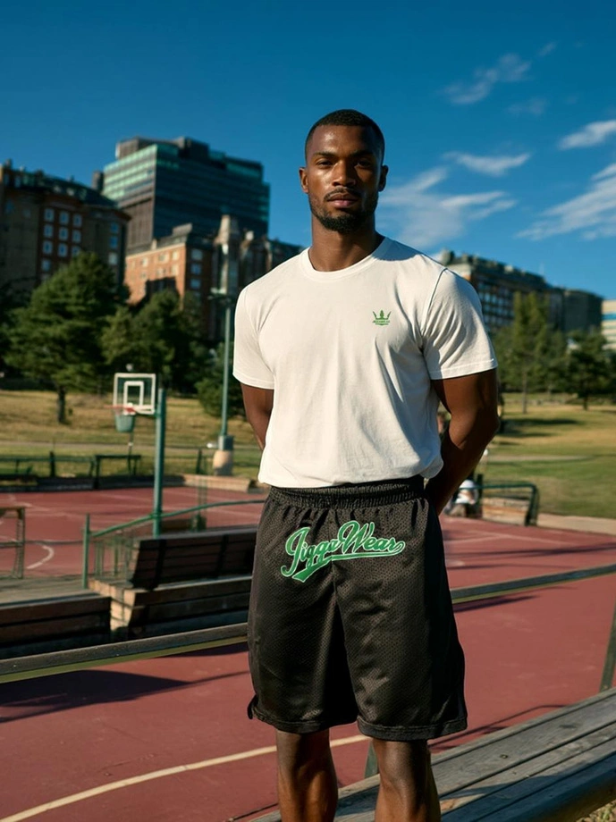 Spodenki szorty męskie dresowe Jigga Wear Baseball zielono czarne