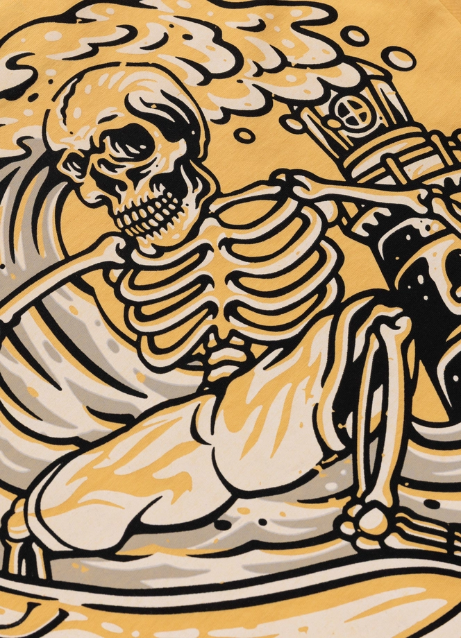 Koszulka męska T-Shirt Pit Bull Pitbull Skull Surf żółta