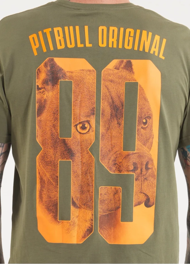 Koszulka męska T-Shirt Pit Bull Pitbull Eighty Nine Dog 25 oliwkowa zielona