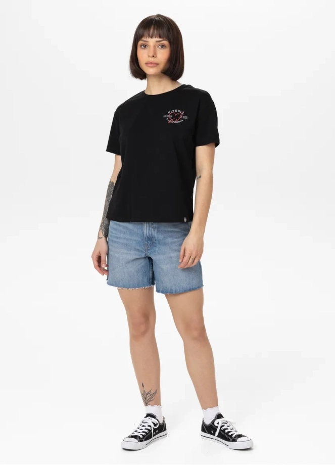 Koszulka damska T-shirt oversize Pit Bull Heart czarna