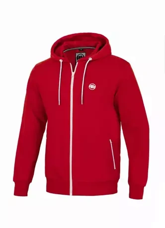 Bluza męska z kapturem Pitbull Pit Bull Small Logo Zip Terry czerwona