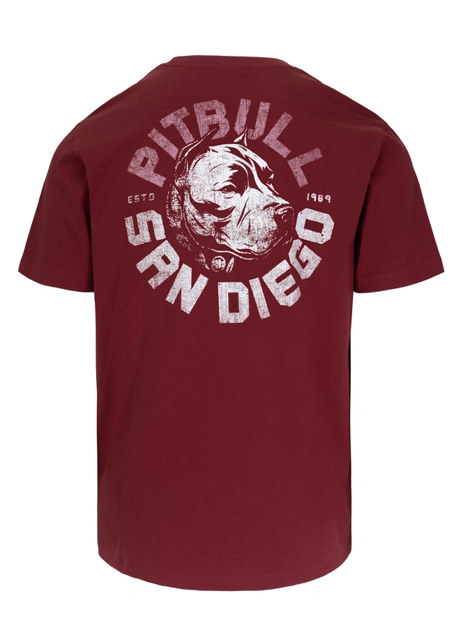 Koszulka męska T-Shirt Pit Bull Pitbull Dog SD bordowa