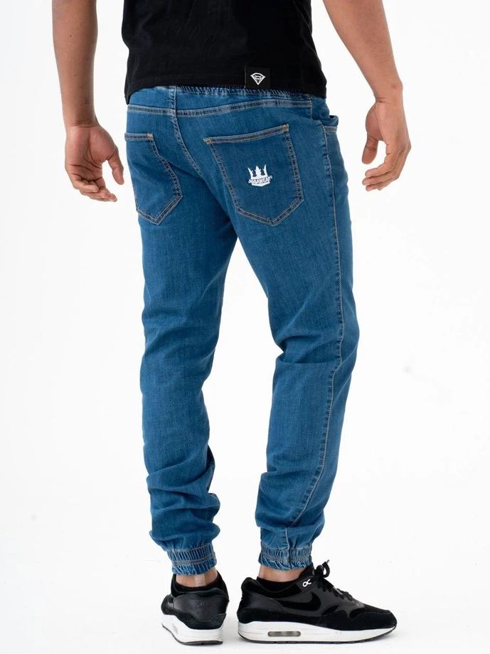 Spodnie Jeans Jogger Jigga Wear Crown medium blue niebieskie