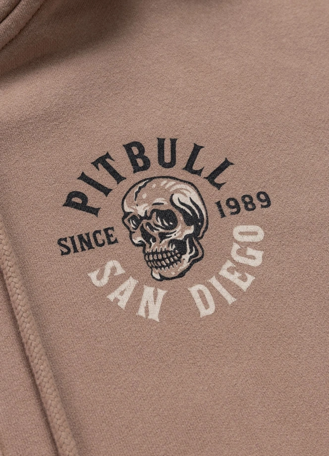 Bluza damska rozpinana z kapturem Pitbull Washed Skull Surf brązowa