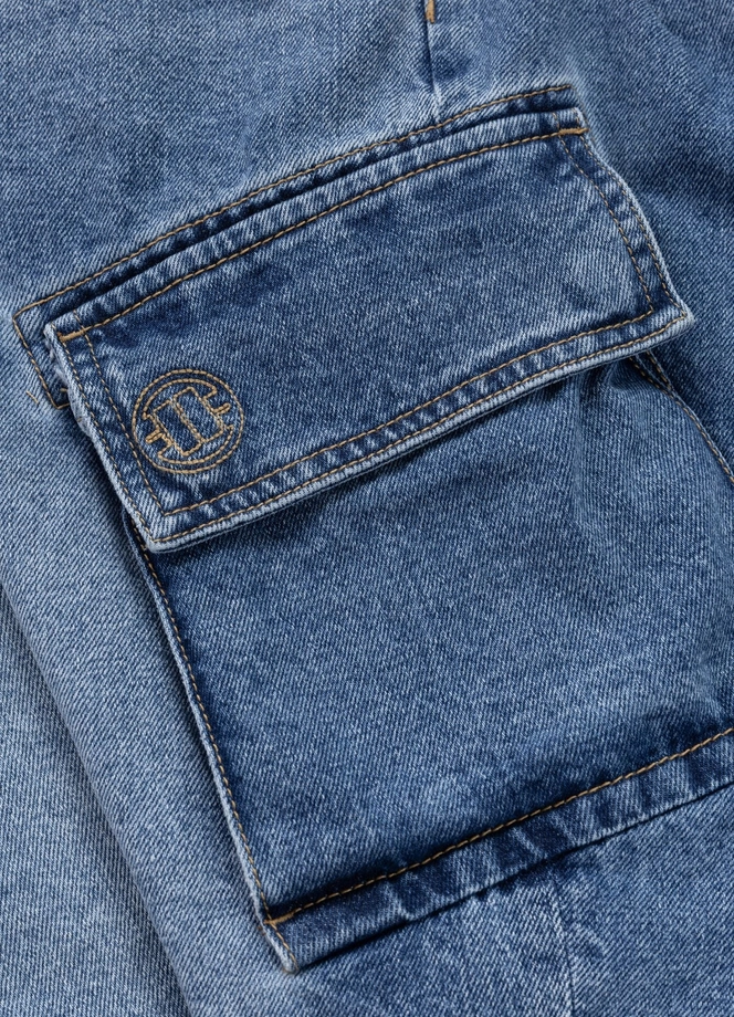 Spodenki szorty jeans bojówki męskie Pitbull Classic Wash Strandway niebieskie