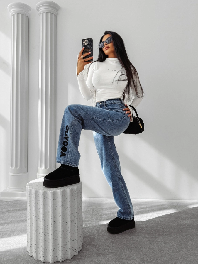 Spodnie damskie jeans Olavoga Nido niebieskie