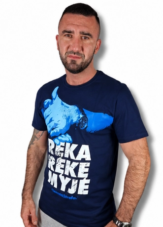 Koszulka męska T-shirt Ciemna Strefa Ręka Rękę Myje granatowa