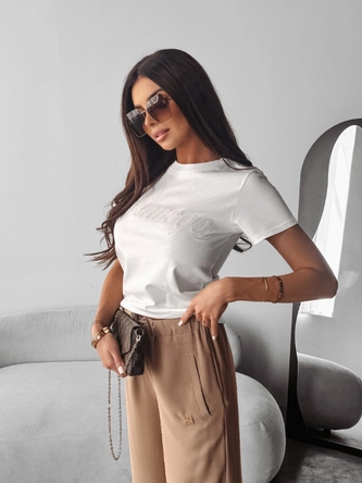 Koszulka damska T-shirt Olavoga Luxe ecru kremowa