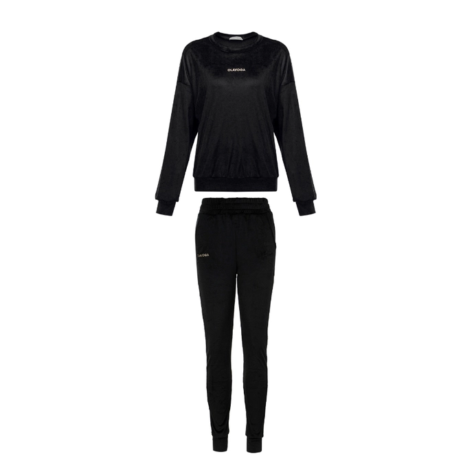 Komplet damski welurowy Olavoga Velvet Ash czarny