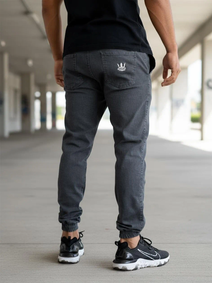 Spodnie męskie Jogger Jeans Jigga Wear Crown szare