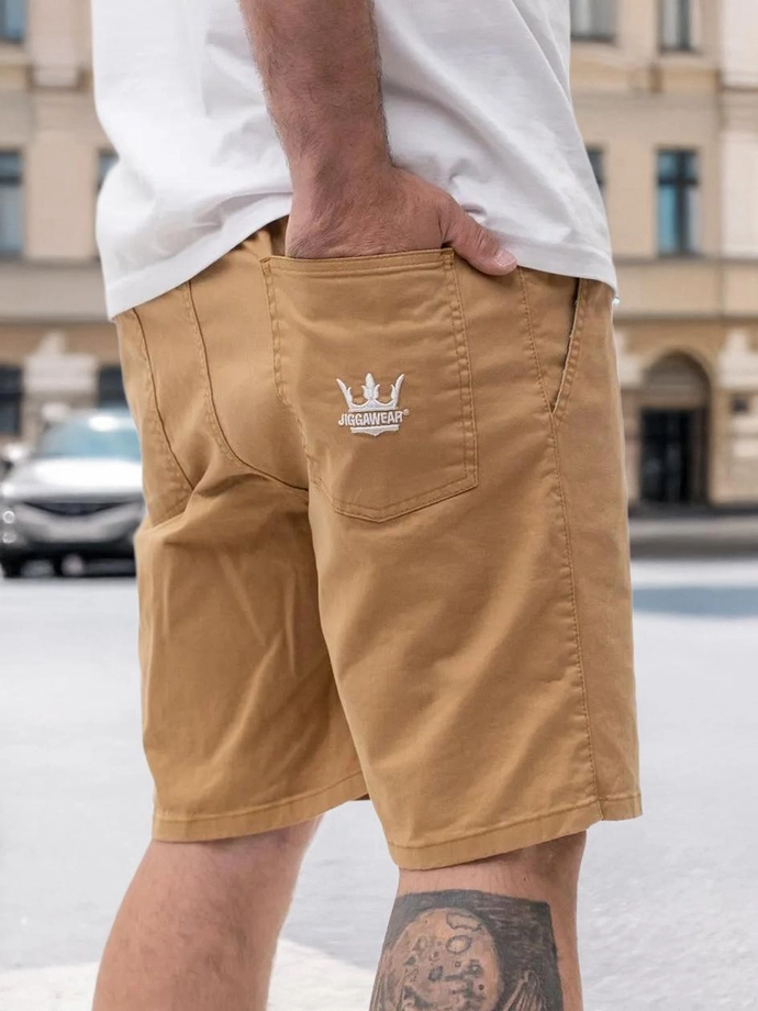 Spodenki szorty męskie materiałowe Jigga Wear Crown Pocket piaskowe
