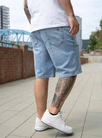 Spodenki szorty męskie jeans Jigga Wear Small Outline Crown jasne niebieskie