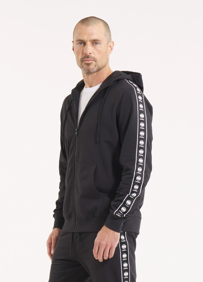 Bluza męska z kapturem Pitbull Pit Bull Tape Nugget ZIP czarna