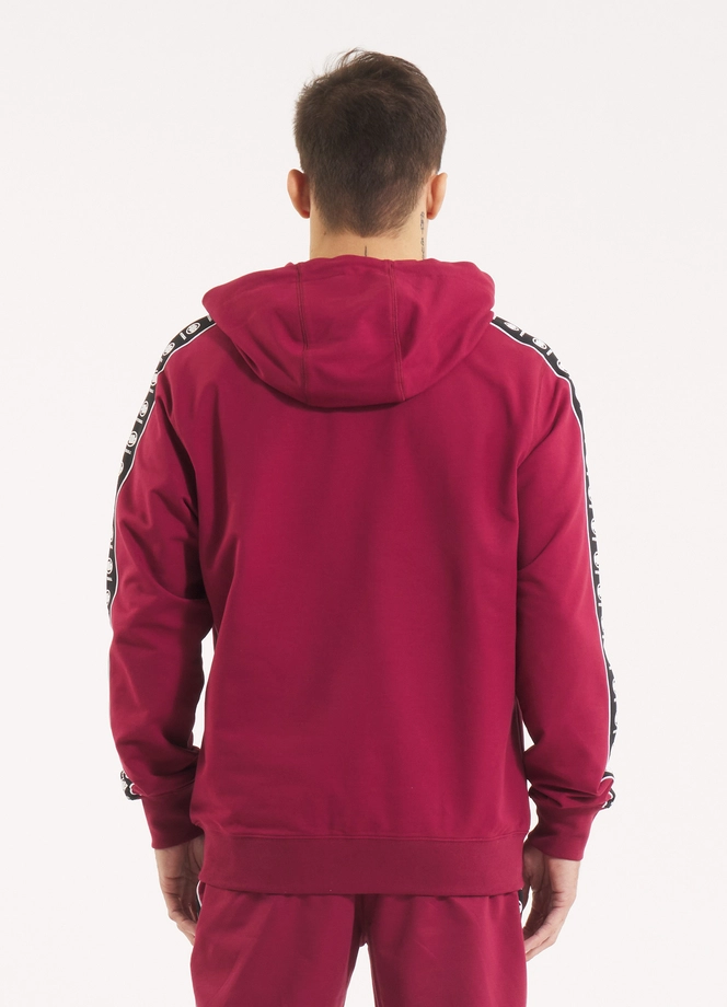 Bluza męska z kapturem Pitbull Pit Bull Tape Nugget ZIP bordowa